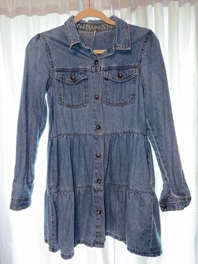 Free People Denim Mini Dress Jacket in Blue